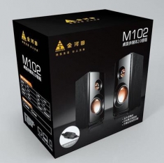 金河田 M102桌面多媒体2.0音箱USB木质小音响低音炮